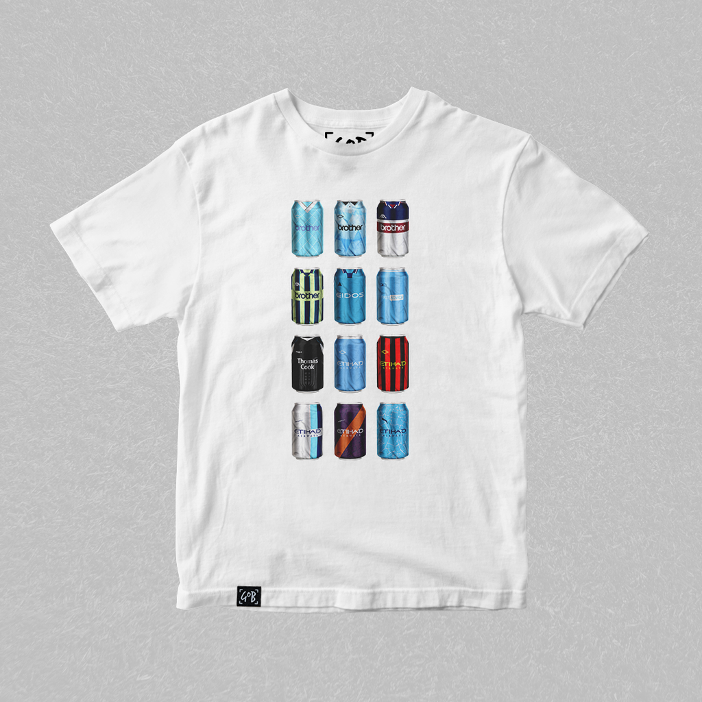 Manchester City Classic Cans T Shirt Game of Brews